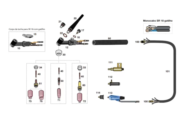SR 18, gatilho, TSB 13mm, capa protetora, 3,5m - Vista 1